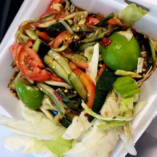 Cucumber Salad! The Bomb!!! Perfect sauce.