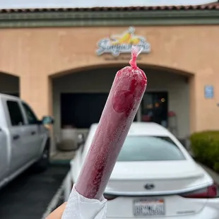 Marcianos = Peruvian popsicle! This one is made with chicha morada = purple corn