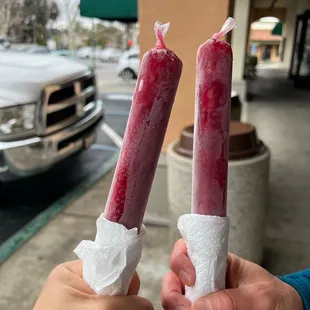 Marcianos = Peruvian popsicle! This one is made with chicha morada = purple corn