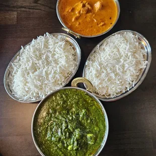 Butter chicken and saag paneer