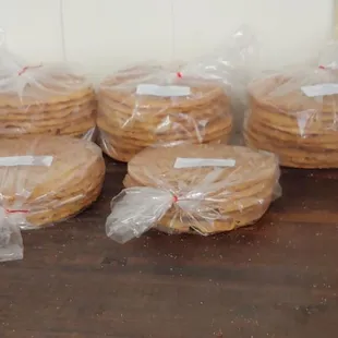 These are deep fried tortillas w/cinnamon &amp; sugar sprinkled over them when they r warm.