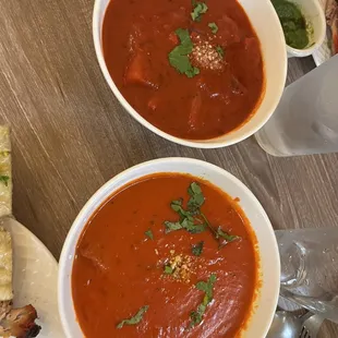 Chicken Vibdaloo and Butter Chicken