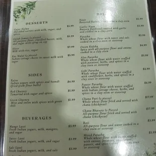 menu
