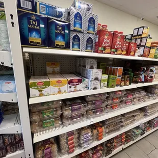 shelves of food