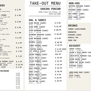 menu