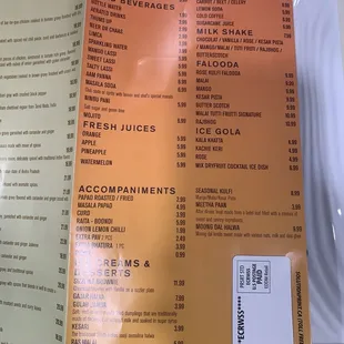 menu