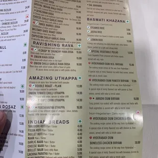 menu