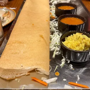 4 ft cold dosa with cold sambar. Tasteless