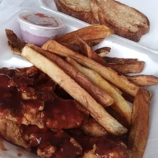 Chicken Tender Basket tossed in BBq sauce