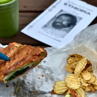 a sandwich and chips