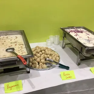 Dessert and curd rice (R).