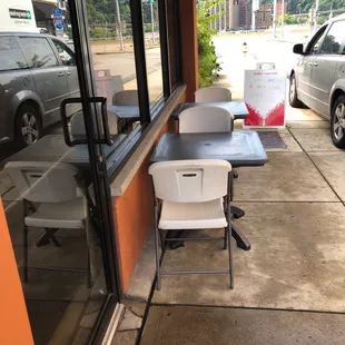 Couple tables outside