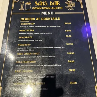 menu