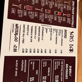 menu