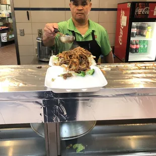 a man preparing food