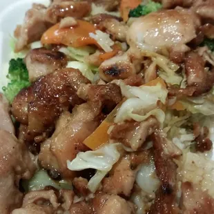 Half of my chicken, veggie, rice plate