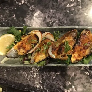 Baked Mussels- over cooked and chewy