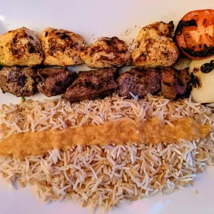 Sansom kabob (lamb and chicken combo)