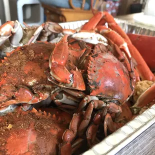 a tray of crabs