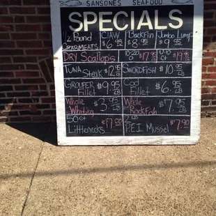 The day's specials board