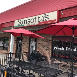 tables and umbrellas