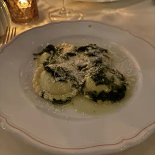 Spinach ravioli
