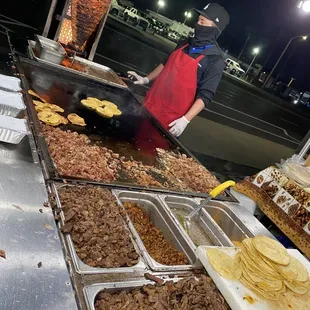 a man preparing food