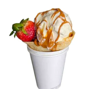 Strawberry, banana, and ice cream  with lachara  syrup