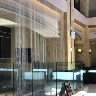 Waterfall inside the hotel lobby.