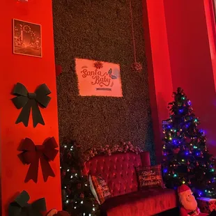 a couch and a christmas tree