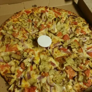 Garlic Chicken Classic minus the mushrooms, add artichoke  BOMB.COM