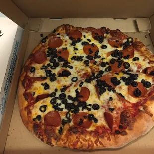 Pepperoni and black olives
