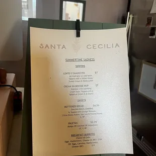 menu