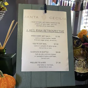 menu