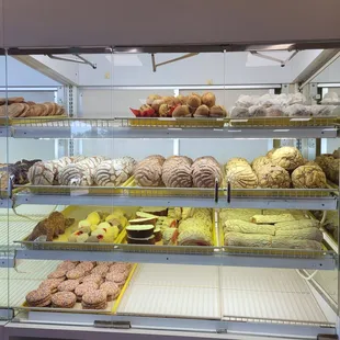 a variety of pastries on display