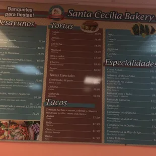 menu