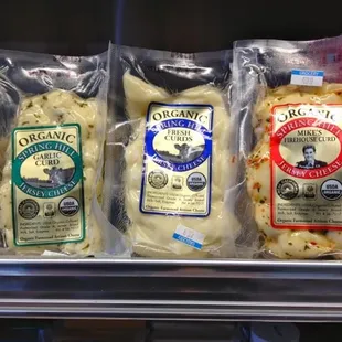 3 kinds of organic curds !   native Wisconsin folks will understand how awesome this is.
