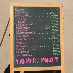 Drive-thru menu