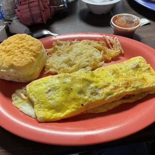 There was no stopping me from eating that delicious biscuit!  The omelette was very filling.