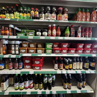 a variety of sauces and condiments