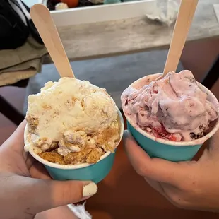 Left (Cookie Ice cream that starts with B) and then Cherry Bomb on right!