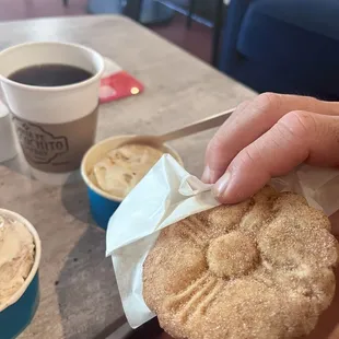 Original biscochito, drip coffee, piñon ice cream