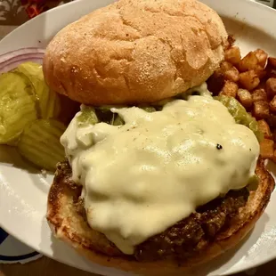 The famous Green Chile Cheeseburger