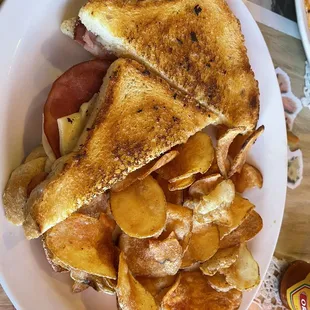 Ham &amp; Cheese Sandwhich with potato chips