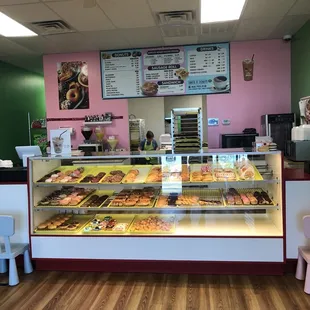 a display of a variety of donuts