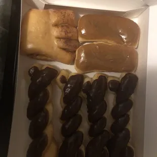 Standard Saturday pickup and not pictured chocolate Donut Holes and maple dipped Glazed donuts,  12 Mixed Donuts Dozen Special