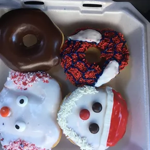 Amazing Holiday and character donuts and Santa Fe Donuts