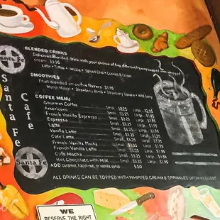 smoothies, coffee and other drinks