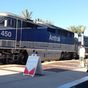 Cafe view of the train platform.