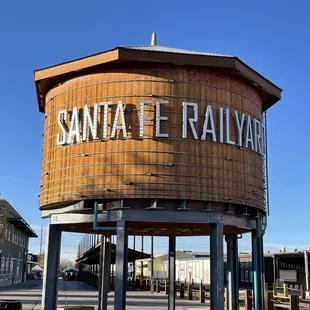 a wooden water tower